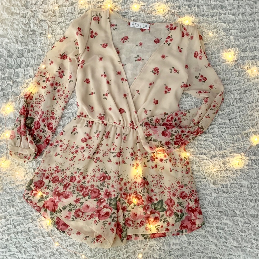 Pink blush floral romper